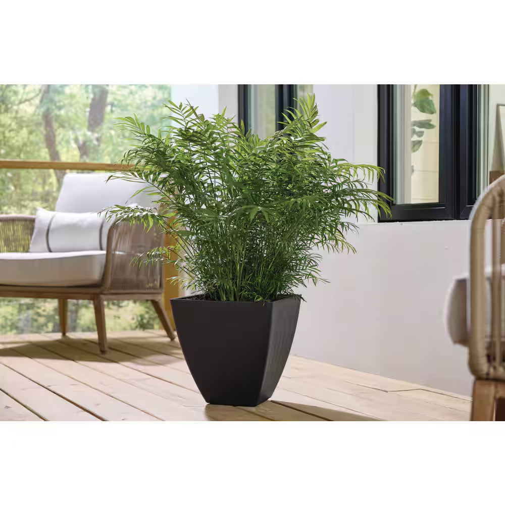 13 In. Tallulah Black Modern Recycled Materials Slate Square Planter (13 In. L X 13 In. W X 13 In. H)