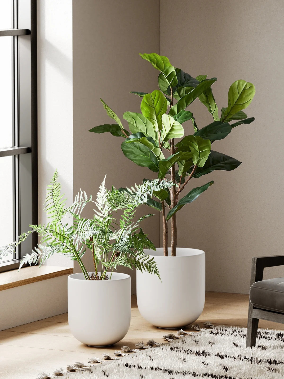 10" Ceramic Plant Pots, Indoor Planter with Drainage Hole & Plug, Ceramic Planter for Outdoor Decorative, White Planter