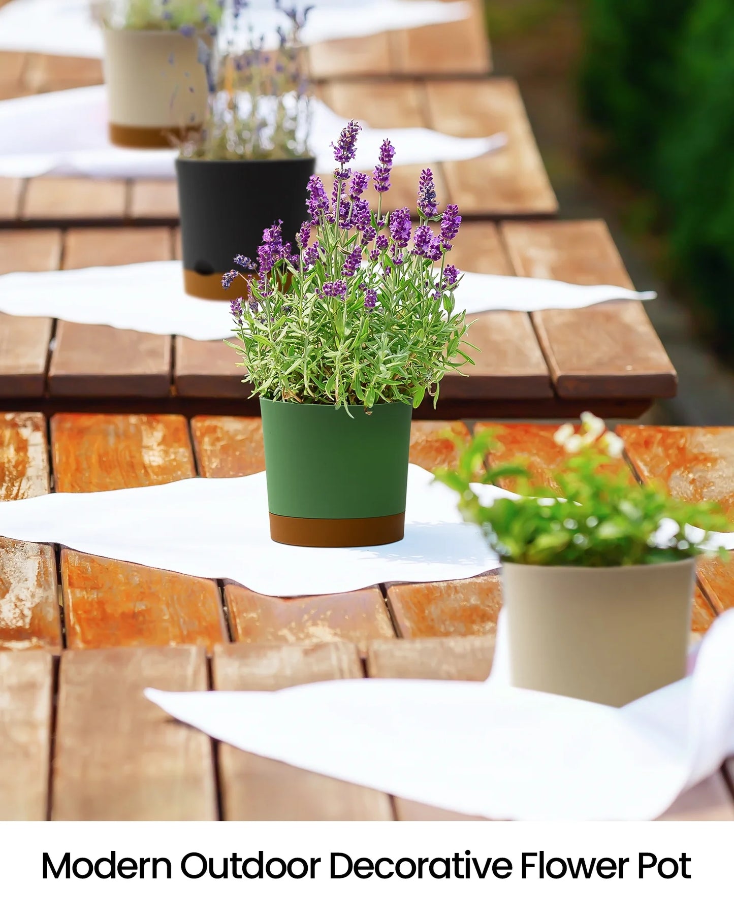 6.5 in Self-Watering Flower Pot 6 PACK Plastic Planter with Drainage Holes Home Deco
