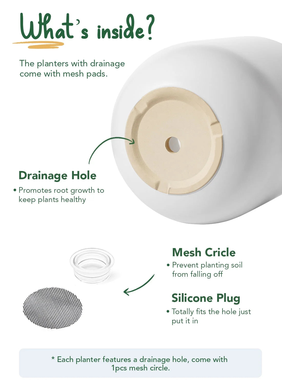 10" Ceramic Plant Pots, Indoor Planter with Drainage Hole & Plug, Ceramic Planter for Outdoor Decorative, White Planter