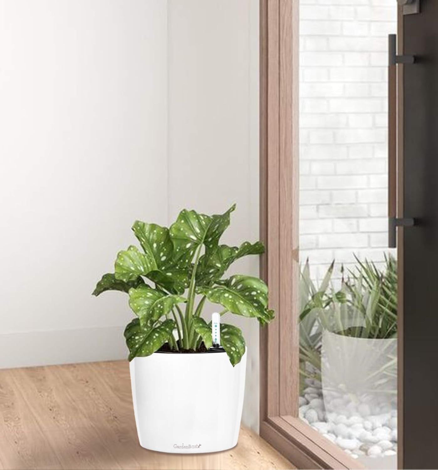 7'' round Self Watering Planter with Water Level Gauge Indoor Home Garden Modern Decorative Planter Pot for All House Plants Flowers Herbs Succulents (3, White Wthout Soil)