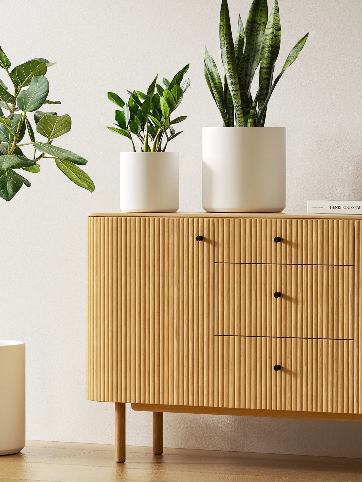 Set of 3 (10"+8"+6") Plant Pots with Drainage Hole & Plug for Indoor & Patio Decor, White Indoor Planters