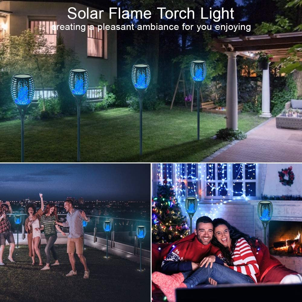 99 Leds Solar Torch Lights with Flickering Flame - 4 Pack, IP65 Waterproof Outdoor Garden Lights for Halloween Decor