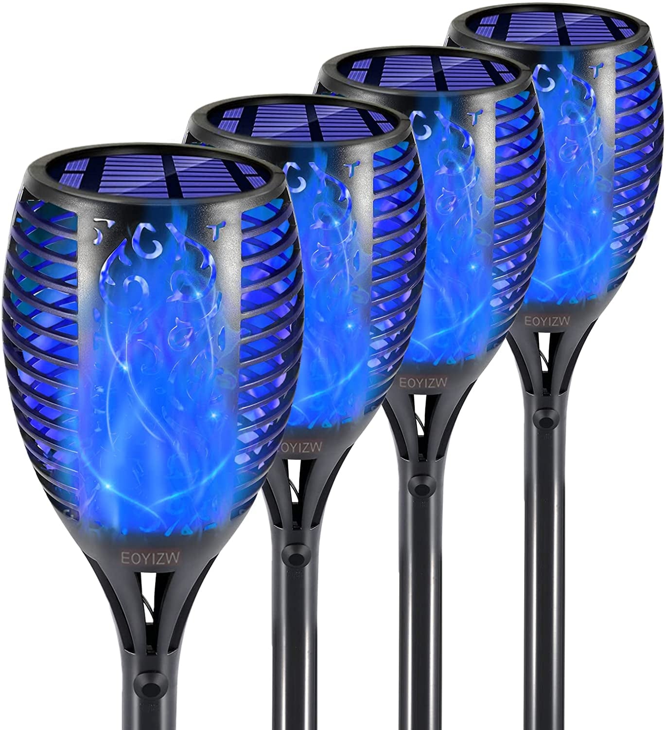 99 Leds Solar Torch Lights with Flickering Flame - 4 Pack, IP65 Waterproof Outdoor Garden Lights for Halloween Decor
