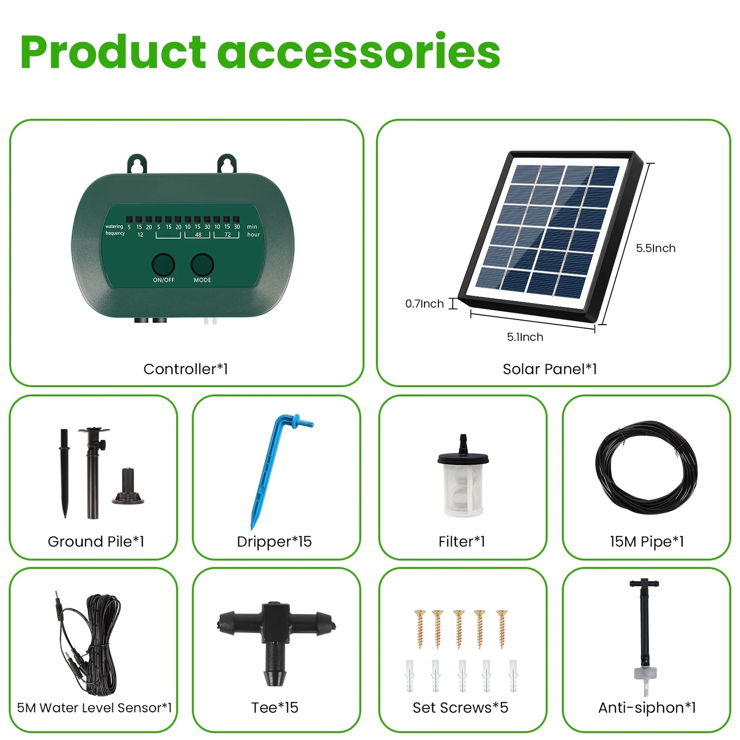 Solar Drip Irrigation System, Automatic Drip Irrigation Kit with Sensor Timer 12 Timing Modes, for Garden Plant Watering Devices