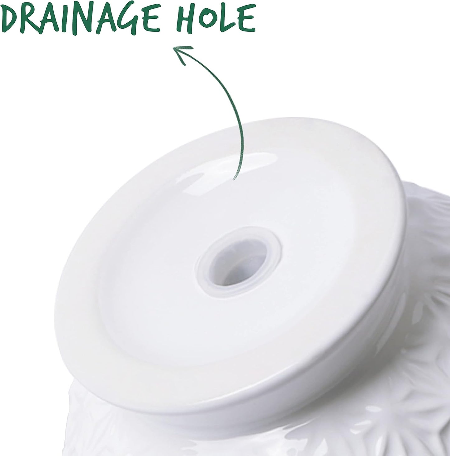 Stylish White Ceramic Planter Pots Set - 5" & 4.3" with Drainage Holes and Ice Crack Pattern for Indoor Plants