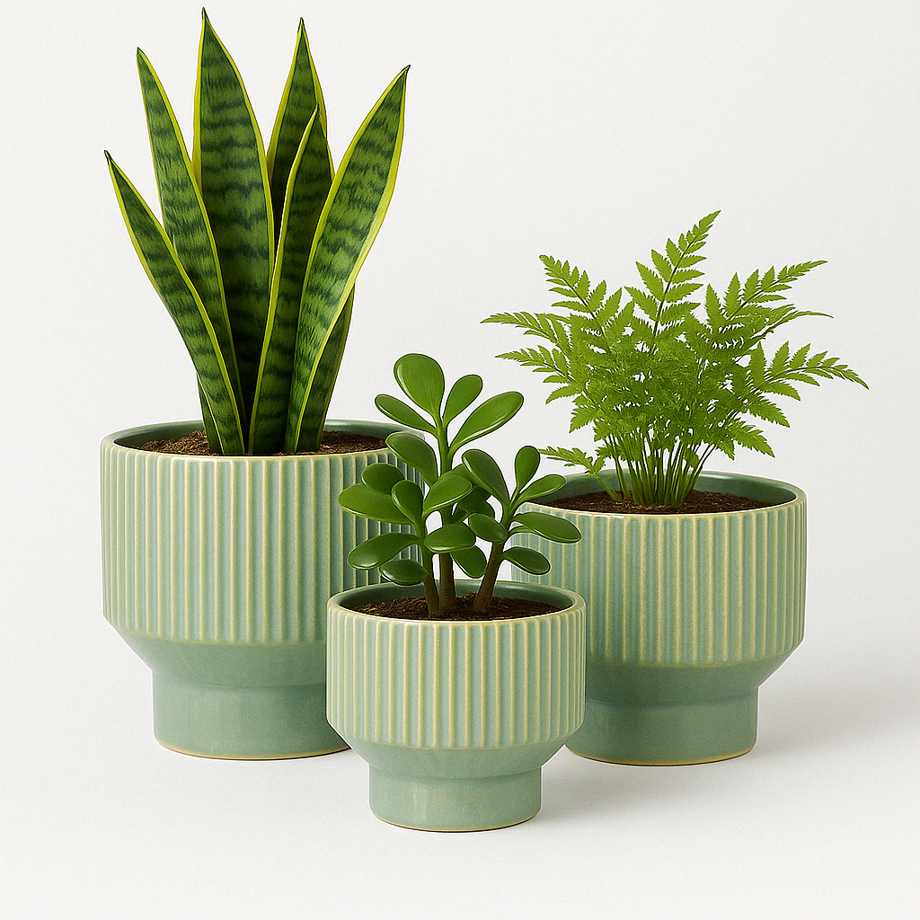 Modern Ceramic Planters – Round (3-Piece Set)