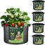 A 5-pack of black 10-gallon nonwoven fabric grow bags, ideal for outdoor vegetable planting.