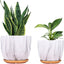 7 Inch Plant Pot with Drainage and Saucer, 5.5 Inch Ceramic Planters Indoor Plants, Flower Pot Outdoor, Marble Planter Pink Indoor Pots for Plants (7"+5.5" Plant Pot and Gold Saucers Inculded)