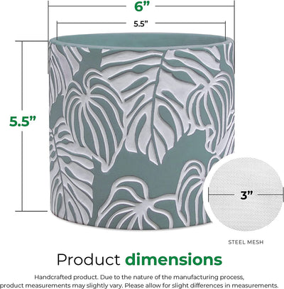 Stylish Monstera Cement Planter - 6 Inch Decorative Pot with Drainage for Indoor & Outdoor Plants - Unique Flower Pot Design (Plants Not Included)