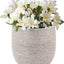 7 Inch Ceramic Pot for Plants - Textured Silver Plant Pot with Gloss White Interior, No Drainage Hole Watertight Design, Luxe Design for Indoor Plants (Brava Ceramic Plant Pots Indoor)