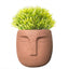 Brown Cement Head Planter - Unique Face Flower Pot with Drainage for Succulents and Plants