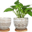 5.5In Geometry Ceramic Planter Large round Succulent Planter Flower Pot Indoor and Outdoor Brown Set of 2