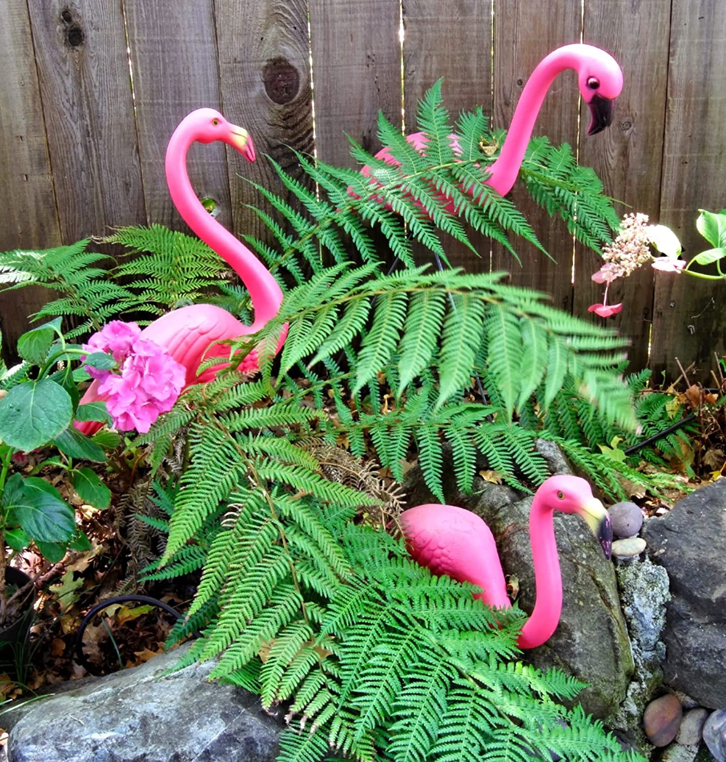 Pink Flamingos Yard Decorations - 2 Pack Extra Large 24" Tall Plastic Flamingo Statue W/Metal Stakes - Lawn Ornaments & Garden Decor for Outdoor Parties