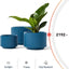 Elegant Navy Ceramic Plant Pots Set of 3 - Large Indoor/Outdoor Planters with Drainage Holes, Perfect for All Your Home & Garden Flowers
