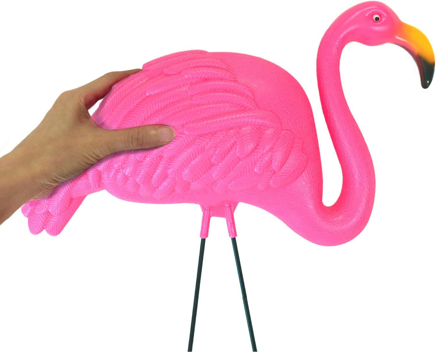 Pink Flamingos Yard Decorations - 2 Pack Extra Large 24" Tall Plastic Flamingo Statue W/Metal Stakes - Lawn Ornaments & Garden Decor for Outdoor Parties