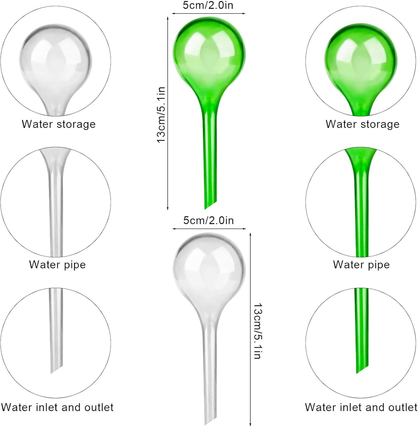 12 PCS Plant Watering Globes, Automatic Self Watering Bulbs Clear PVC Ball Plant Watering Device Drip Irrigation Water Globes for Indoor Outdoor Plants