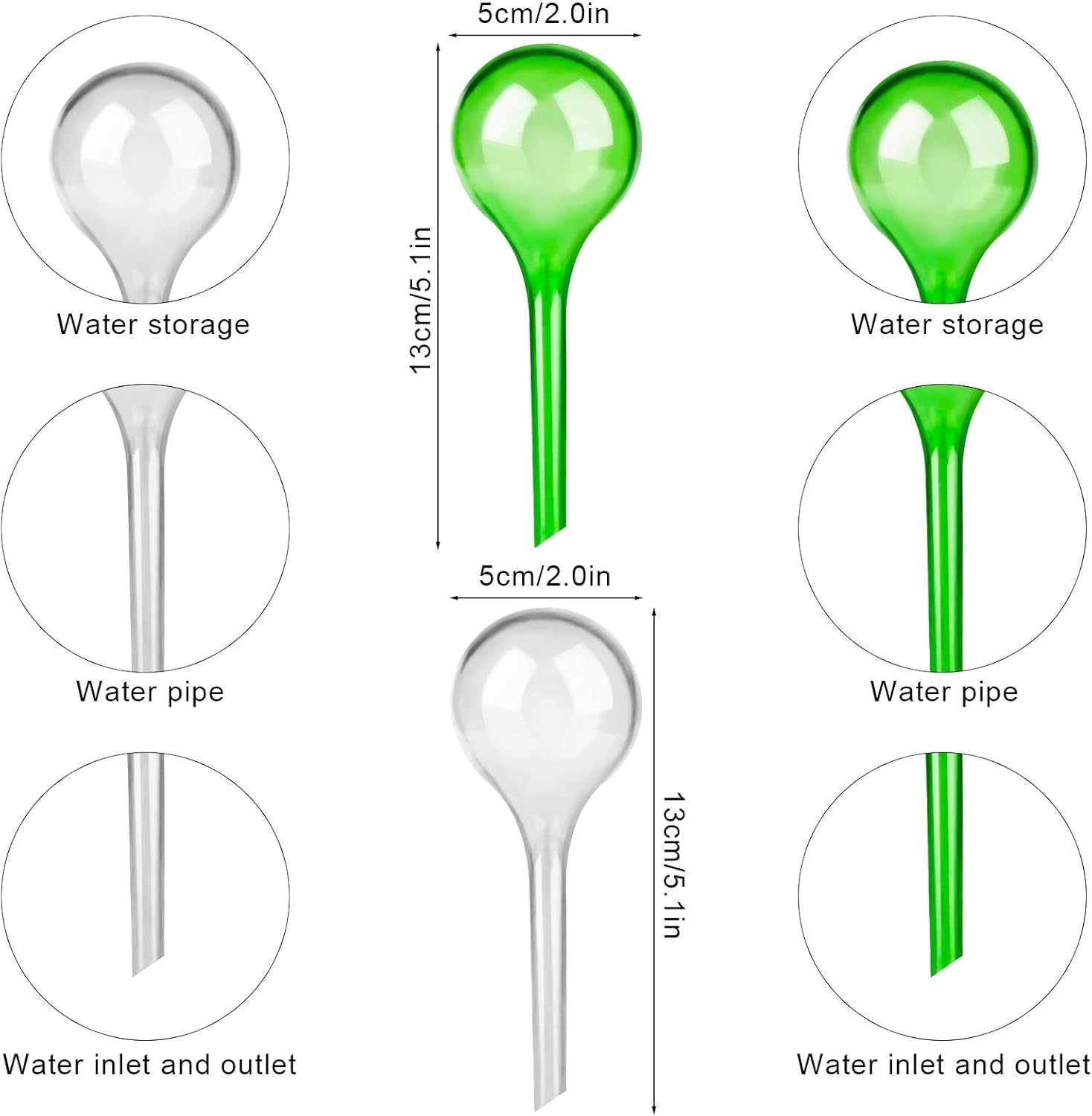 12 PCS Plant Watering Globes, Automatic Self Watering Bulbs Clear PVC Ball Plant Watering Device Drip Irrigation Water Globes for Indoor Outdoor Plants