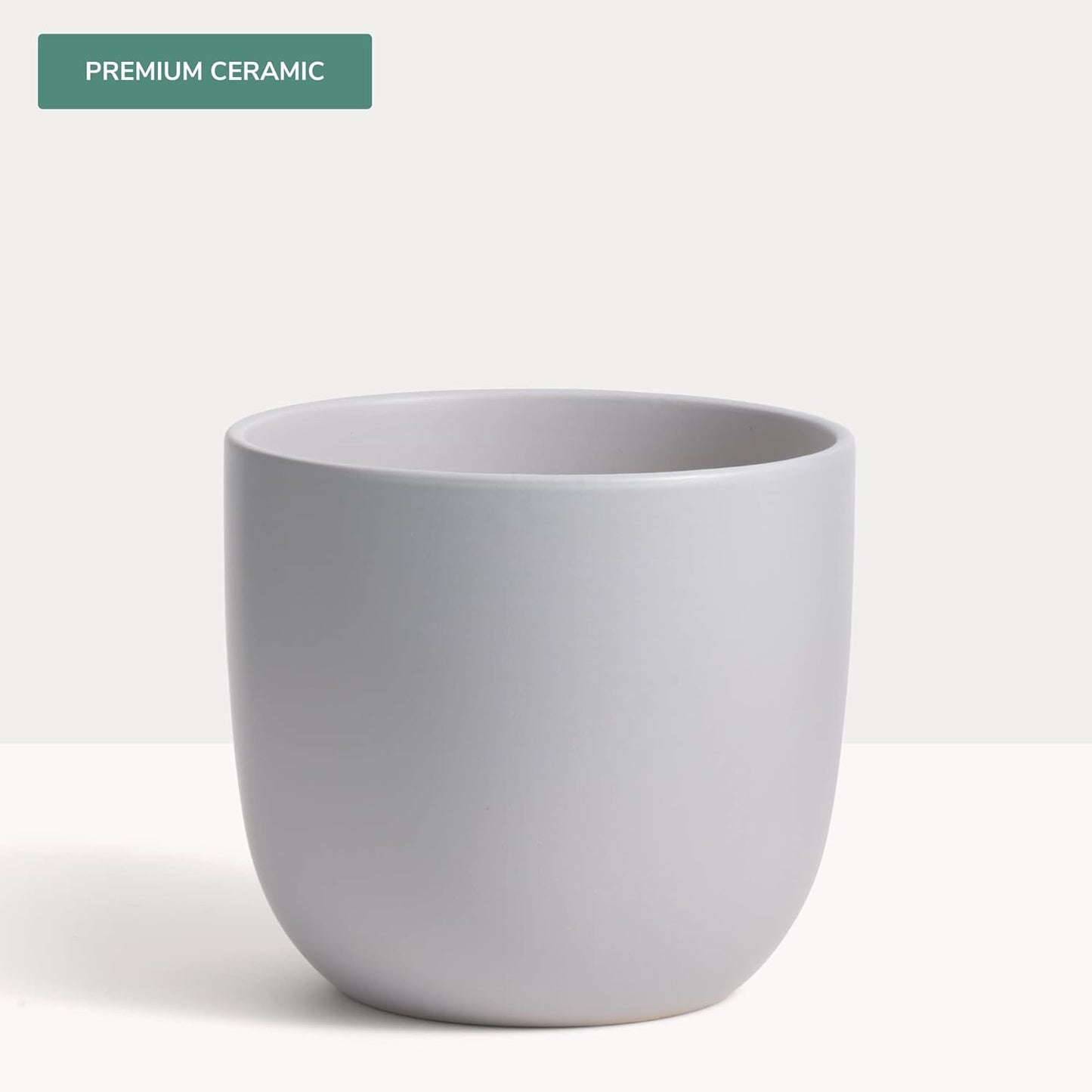 7 Inch (Set of Two) Grey Ceramic Planter. Contour Plant Pot for House Plants and Indoor Plants (Drainage + Stopper Included).