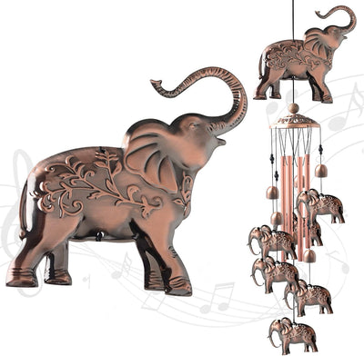 Elephant Copper Wind Chimes for Outdoor Elephant Gift Wind Chimes Garden Decorations Outdoor Christmas Wind Chime Birthday Gifts for Mom Gift for Grandma