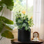 Stylish 8-Inch Matte Black Ceramic Planter Pot with Drainage Hole & Saucer - Perfect for Indoor Plants like Snake Flower, Monstera, and Fiddle Leaf Fig!