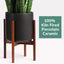 Elevate Your Space: 12" Black Ceramic Planter with Stylish Wood Stand Set