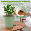 Self Watering Planters, 7/6.5/6/5.5/5 Inch Self Watering Plant Pots with Drainage Hole for Indoor and Outdoor Plants, 5 Pack, Green