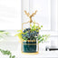 Charming 3.2 Inch Green Succulent Pot with Elegant Metal Stand - Perfect Mini Planter for Bedroom & Bathroom Decor, Unique Table Centerpiece