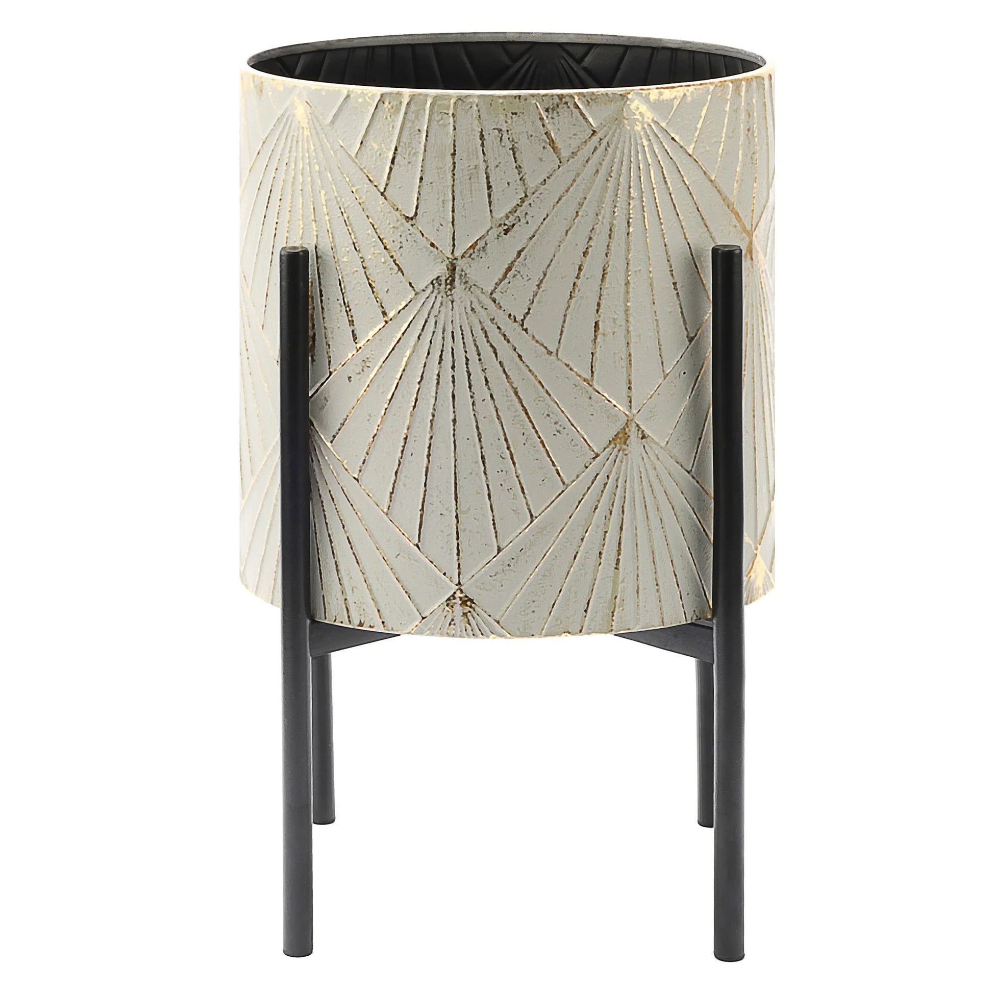 Gray and gold planter set with black metal legs – multiple sizes

