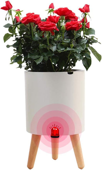 Smart Plant Pot with Stand, Flower Planter with Water Shortage Alarm Self Auto-Watering Auto Alarm Indoor Outdoor Home Official Garden (White)