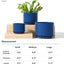 Ceramic Plant Pots, 4.3"+5.3"+6.8" Flower Pots with Drainage Hole & Saucer, Pack of Three Planter, Sapphire Blue
