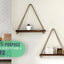Hanging Shelves for Wall - Set of 2 – Rustic Farmhouse Boho Shelves with String– 17”X5.2” – Thick Distressed, Torched Look Real Wood - Brown Color