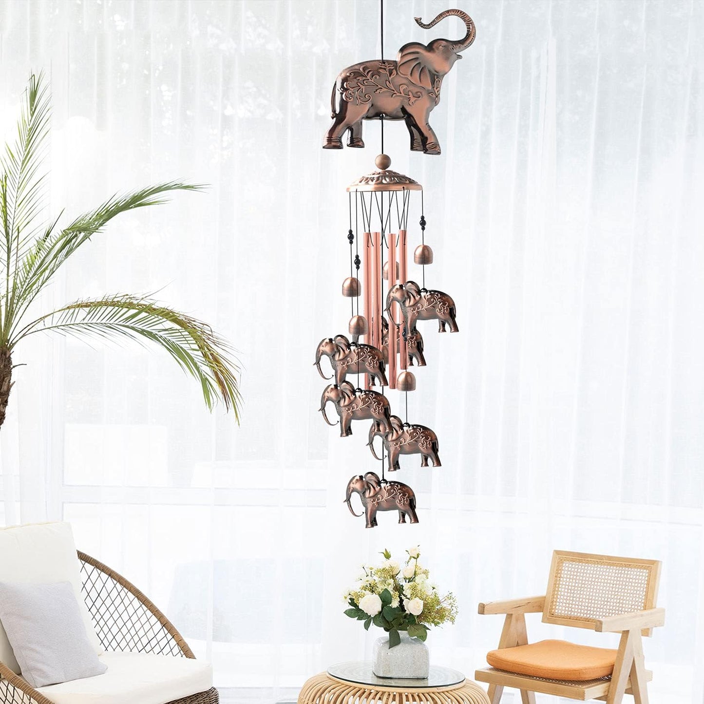 Elephant Copper Wind Chimes for Outdoor Elephant Gift Wind Chimes Garden Decorations Outdoor Christmas Wind Chime Birthday Gifts for Mom Gift for Grandma