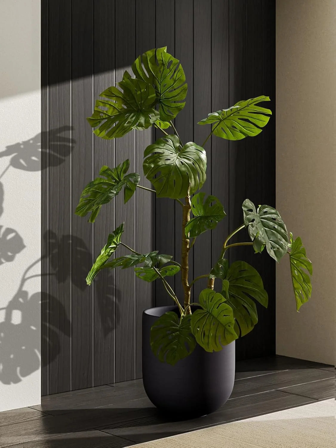 12" Plant Pots, Ceramic Flower Pots with Drain Holes& Plug Indoor Planter, Charcoal Gray Outdoor Planter