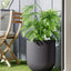 12" Plant Pots, Ceramic Flower Pots with Drain Holes& Plug Indoor Planter, Charcoal Gray Outdoor Planter
