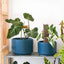 Elegant Navy Ceramic Plant Pots Set of 3 - Large Indoor/Outdoor Planters with Drainage Holes, Perfect for All Your Home & Garden Flowers