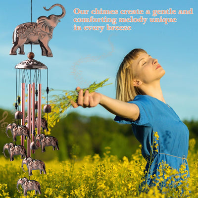 Elephant Copper Wind Chimes for Outdoor Elephant Gift Wind Chimes Garden Decorations Outdoor Christmas Wind Chime Birthday Gifts for Mom Gift for Grandma