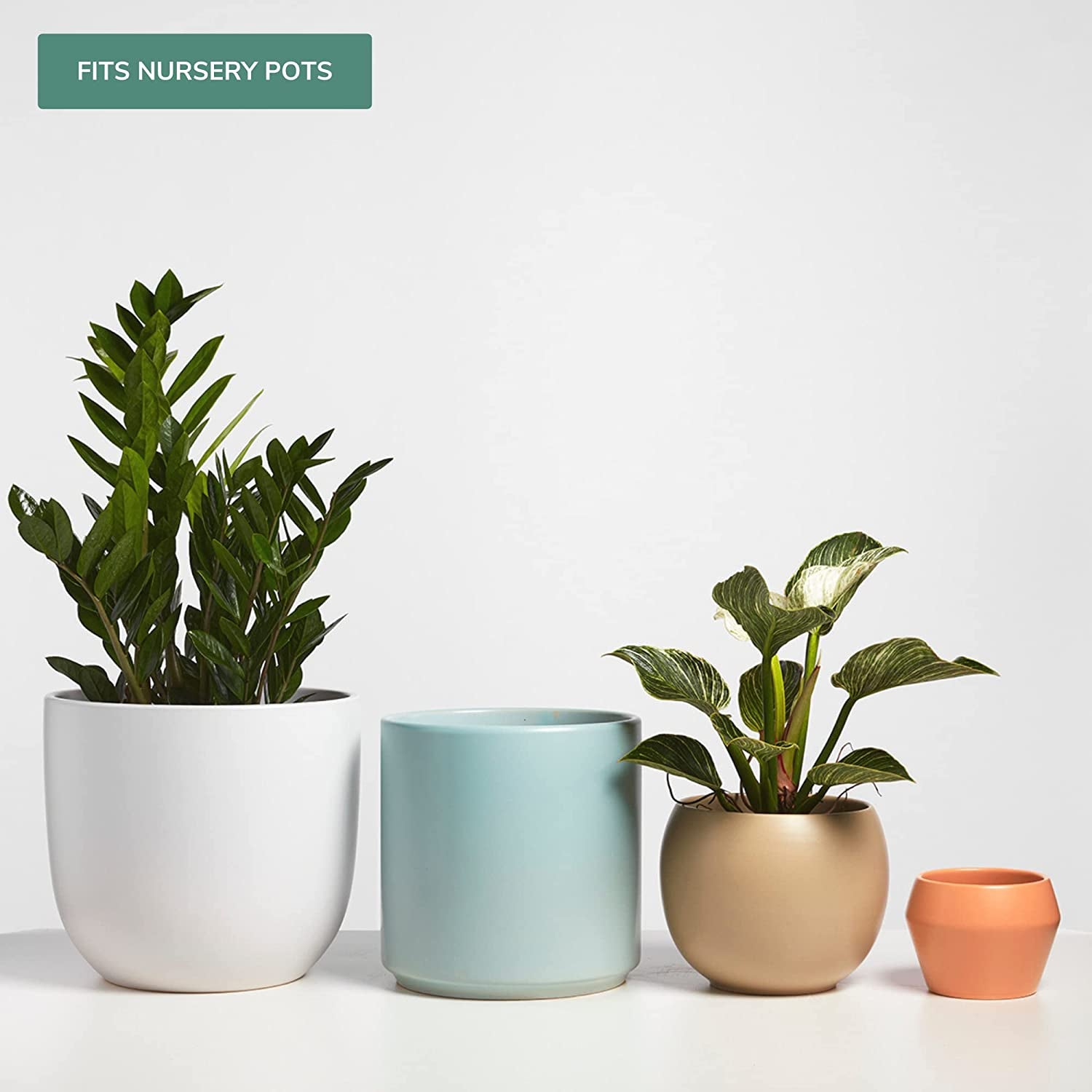 7 Inch (Set of Two) Grey Ceramic Planter. Contour Plant Pot for House Plants and Indoor Plants (Drainage + Stopper Included).