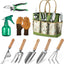Garden Tool Set, 9 Piece Heavy Duty Gardening Hand Tools with Fashion and Durable Garden Tools Organizer Handbag,Rust-Proof Garden Tool Set, Ideal Gardening Gifts for Women and Men
