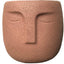 Brown Cement Head Planter - Unique Face Flower Pot with Drainage for Succulents and Plants