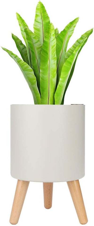 Planter Pot Smart Self Watering Pots, 7.3 in W / 4.3 in D Indoor Flower Pot with Stand Water Shortage Alarm Drainage System (Grey