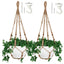 2PACK 43 Inches Macrame Planter Hanger Large for up to 12 Inch Pot + Swag Hook | Extra Long, No Tassel, Jute Rope | Hanging Planter for Indoor Plants, No Pot/Plant Included (Brown)