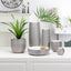 7 Inch Ceramic Pot for Plants - Textured Silver Plant Pot with Gloss White Interior, No Drainage Hole Watertight Design, Luxe Design for Indoor Plants (Brava Ceramic Plant Pots Indoor)