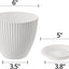 Plastic Planter Pots for Plants, 5 Pack 6 Inch Flower Pots with Drainage Holes and Saucers, Modern Stylish Indoor Outdoor Garden Pots for All Houseplants, Succulent, Home & Office Décor, White
