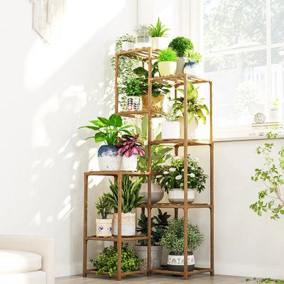 54.7" Tall Plant Stand Indoor Outdoor Corner Large Plant Shelves Wood Plant Holder for Living Corner Stands Room Outdoor Plant Rack Indoor Multiple Plants Patio Balcony