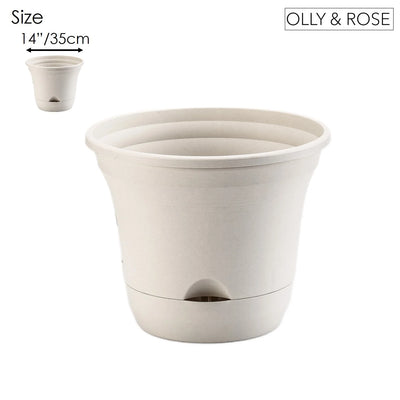Lazy Planters - 14 Inch Large Self Watering Plant Pot Ivory - Large Frost Proof Plastic Planter - Indoor & Outdoor Extra Large (1 X 14")
