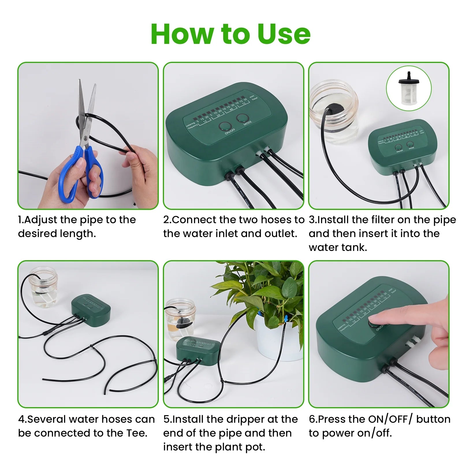 Solar Drip Irrigation System, Automatic Drip Irrigation Kit with Sensor Timer 12 Timing Modes, for Garden Plant Watering Devices