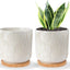 5.5 Inch Ceramic Planter with Drainage Hole and Saucer round Blue Flower Plant Pot for Indoor Plants Set of 2