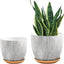 7 Inch Plant Pot with Drainage and Saucer, 5.5 Inch Ceramic Planters Indoor Plants, Flower Pot Outdoor, Marble Planter Pink Indoor Pots for Plants (7"+5.5" Plant Pot and Gold Saucers Inculded)…
