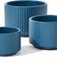 Elegant Navy Ceramic Plant Pots Set of 3 - Large Indoor/Outdoor Planters with Drainage Holes, Perfect for All Your Home & Garden Flowers